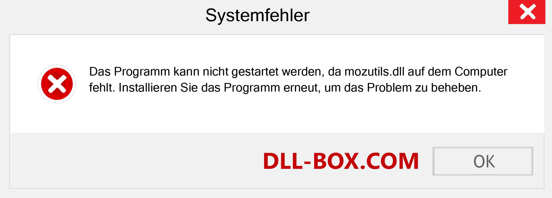 mozutils.dll-Datei fehlt?. Download für Windows 7, 8, 10 - Fix mozutils dll Missing Error unter Windows, Fotos, Bildern