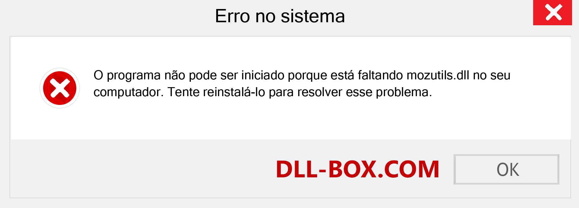 Arquivo mozutils.dll ausente ?. Download para Windows 7, 8, 10 - Correção de erro ausente mozutils dll no Windows, fotos, imagens